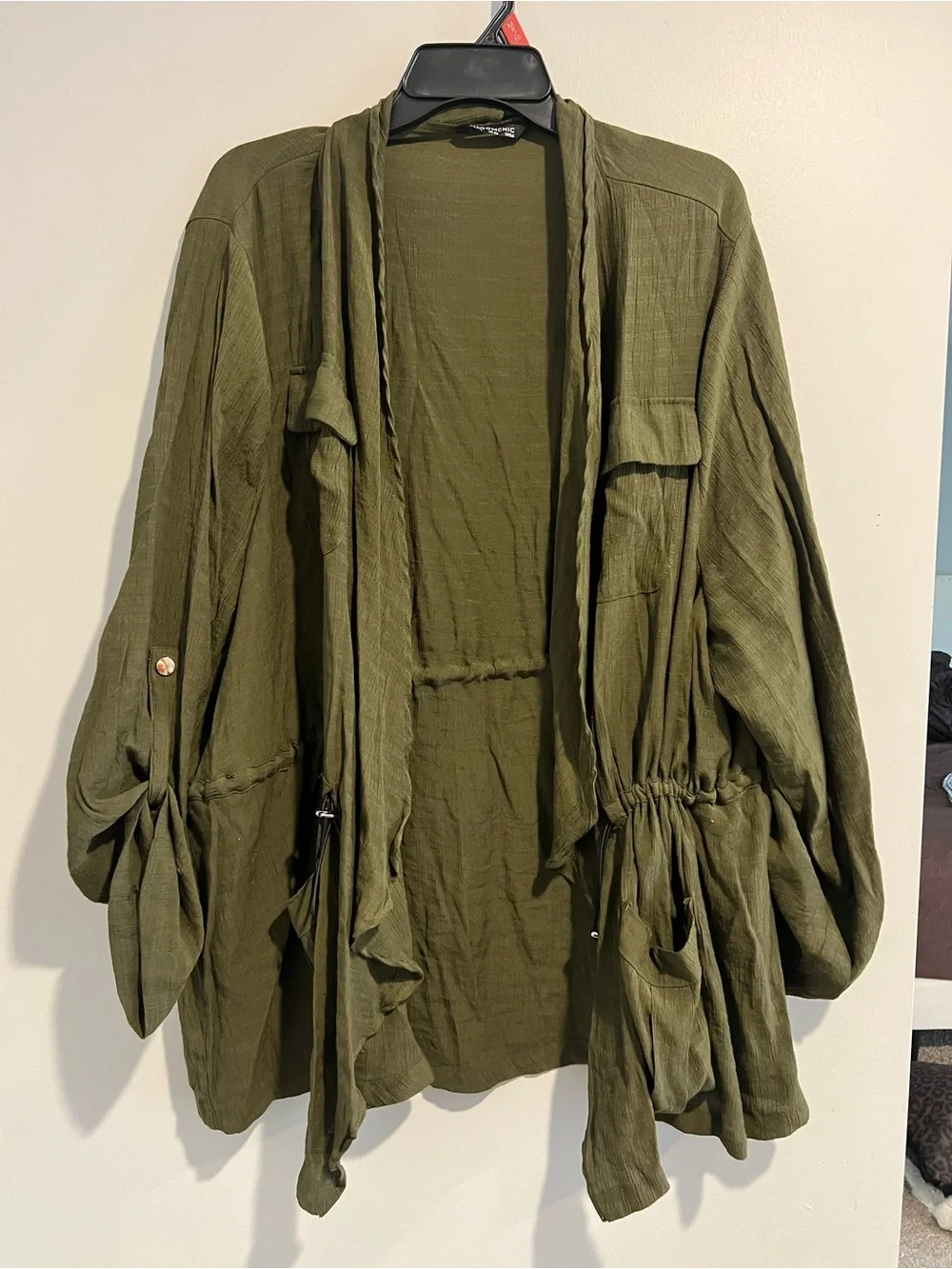 BloomChic Olive Utility Drawstring Jacket - Picture 1 of 6